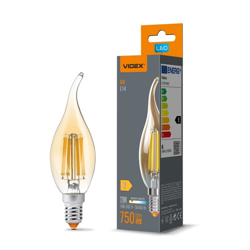E14 6W LED Filament Tropfenlampe - C37, Bronze Glas, Extra Warmweiß
