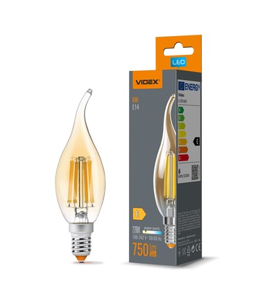 E14 6W LED Filament Tropfenlampe - C37, Bronze Glas, Extra Warmweiß