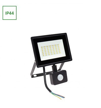 30W NOCTIS LUX 3 LED-Fluter mit PIR-Sensor - IP44, Neutralweiß, Schwarz