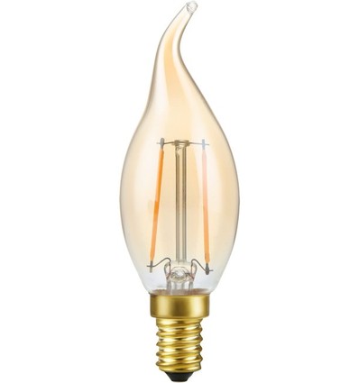 E14 2,9W dimmbare LED-Kerzenlampe mit Spitze - C35, 250lm, 2200K, Goldglas, Filament