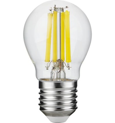 E27 7W dimmbare LED-Tropfenlampe - G45, Filament, Klarglas, 806lm, 2700K