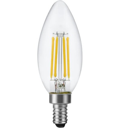 E12 4,4W dimmbare LED-Tropfenlampe - Filament, C35, 470lm, 2700K, Klarglas