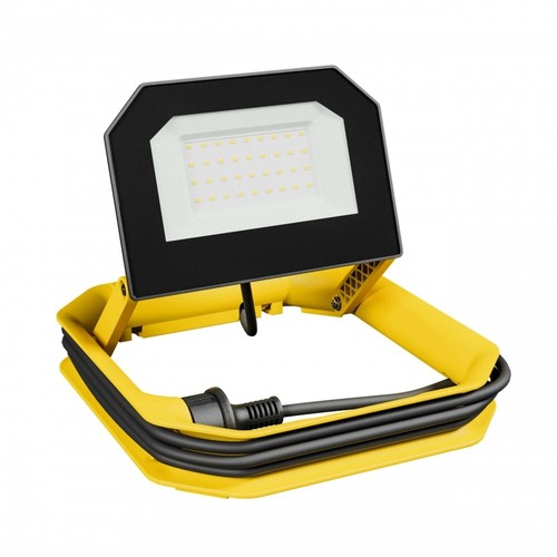 30W Flutlicht mit Ständer, Aufrollung und Haken - Arbeitslampe, 3m Kabel, Schuko-Stecker, IP65 für den Außenbereich