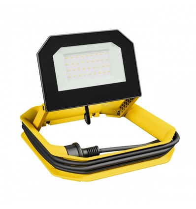 30W Flutlicht mit Ständer, Aufrollung und Haken - Arbeitslampe, 3m Kabel, Schuko-Stecker, IP65 für den Außenbereich