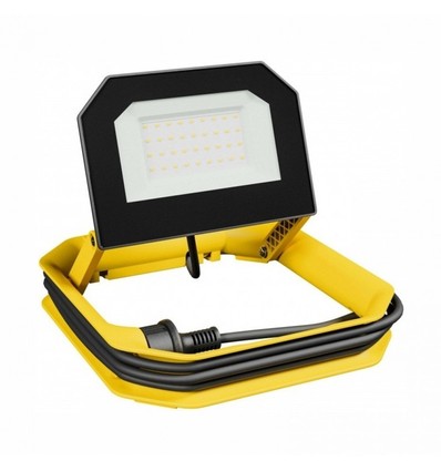 30W Flutlicht mit Ständer, Aufrollung und Haken - Arbeitslampe, 3m Kabel, Schuko-Stecker, IP65 für den Außenbereich