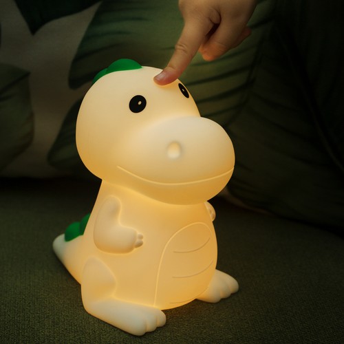 MOCHI Dinosaurier Nachtlicht aus weichem Silikon - aufladbar, Farbwechsel + Warmweiß