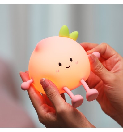 MOCHI Pfirsich Nachtlicht aus weichem Silikon - aufladbar, Touch-dimmbar