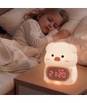 MOCHI Graue Nachtlampe mit Uhr aus weichem Silikon - aufladbar, Farbwechsel + Warmweiß
