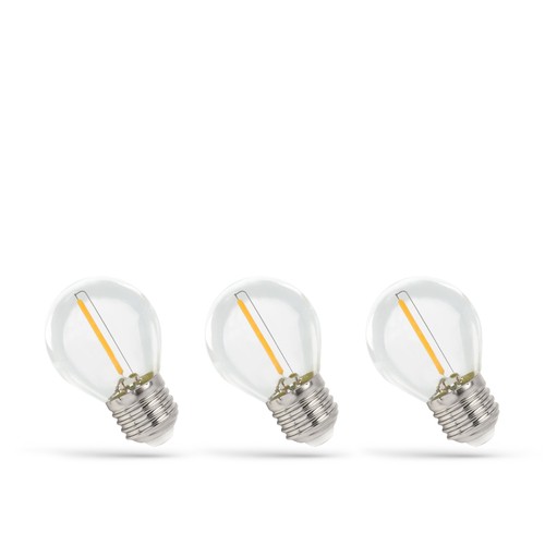 LED-Leuchtmittel E27 1W - 230V, Filament, Warmweiß, Klar, Spectrum, 3er-Pack