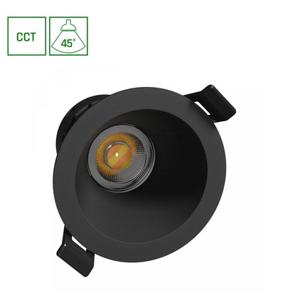 7W Fiale Core CCT Einbauspot - Ø9cm, Schwarz, 3-in-1 CCT, Ausschnitt: Ø7,5 cm, 45 Grad Beam