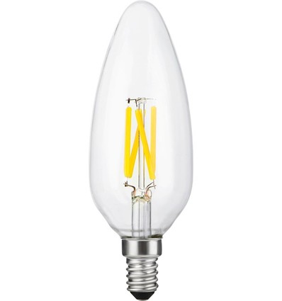E14 4W dimmbare LED-Filament-Kerzenlampe - C45, 2200K, 320lm, Klarglas