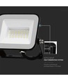 20W V-Tac Slimline LED-Fluter - Samsung LED-Chip, schwarzes Gehäuse, IP65 Außenbereich