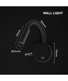 V-Tac 3W LED Bettlampe - CREE Chip, Schwarz, Wandleuchte, Warmweiß