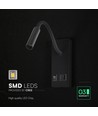 3W LED Bettlampe mit USB-A und USB-C Ladeanschluss - CREE Chip, schwarz, inkl. Leuchtmittel