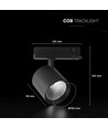 36W 3-Phasen LED Schienenstrahler - CREE Chip, Schwarz, 6400K, 6 Jahre Garantie