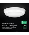 V-Tac LED-Deckenleuchte 8W/16W/20W mit Sensor & Notlicht - 135lm/W, IP54, CCT 3-in-1, Bulkhead, Cree Chip