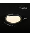 48W LED Deckenleuchte mit Fernbedienung - 3-in-1 CCT, dimmbar, Ø50cm, schwarz/grau
