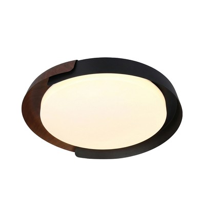 48W LED Deckenleuchte mit Fernbedienung - Ø50cm, dimmbar, 3-in-1 CCT, Schwarz & Holzoptik