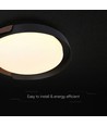 48W LED Deckenleuchte mit Fernbedienung - Ø50cm, dimmbar, 3-in-1 CCT, Schwarz & Holzoptik