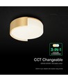 V-Tac 63W LED Deckenleuchte, Ø55cm - 3-in-1 CCT, dimmbar, Gold, inkl. Fernbedienung