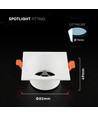 V-Tac GU10 Einbaustrahler - Eckig, Weiß, Deep Anti Glare, ohne Leuchtmittel