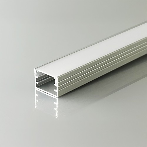2m Aluminiumprofil - Silber, inkl. mattierter Abdeckung, für Aufbau