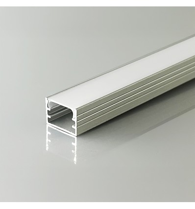 2m Aluminiumprofil - Silber, inkl. mattierter Abdeckung, für Aufbau