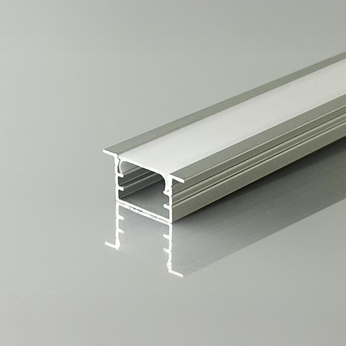 2m Aluminiumprofil für Einbau - Silber, inkl. mattierter Abdeckung