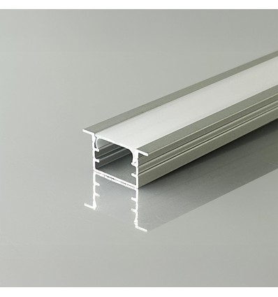 2m Aluminiumprofil für Einbau - Silber, inkl. mattierter Abdeckung