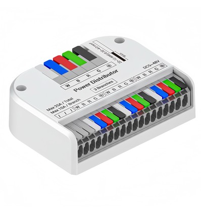 RGBW LED-Streifen Verteiler - Hub mit 3 Ausgängen, 25A