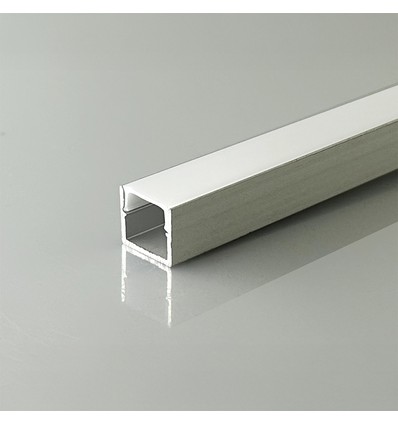 2m Alu-Profil für LED-Streifen - Aufbaumontage, Silber, inkl. Diffusor, 12x10mm
