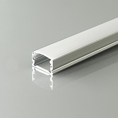 2m LED Alu-Profil für Strips, Aufputzmontage - Silber, inkl. Diffusor, 13,2 x 7 mm