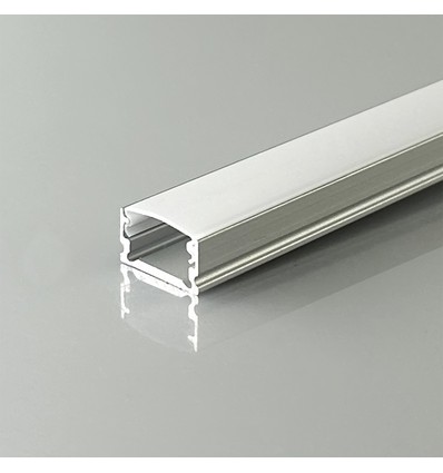 2m LED Alu-Profil für Strips, Aufputzmontage - Silber, inkl. Diffusor, 13,2 x 7 mm