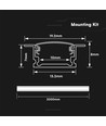 2m Aluprofil Montageset - Einbau - Silber, 13,2x7mm, inkl. Abdeckung