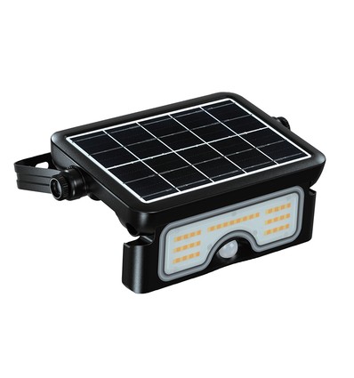 7W LED Solar-Flutlicht mit PIR-Sensor - 3.7V, Schwarz, 3-in-1 CCT