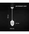 V-Tac 9W LED-Pendelleuchte - 3000K, weißes Gehäuse