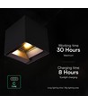 V-Tac 9W Solara Wandleuchte mit Sensor - Solar, IP65, 3-in-1 CCT, schwarz