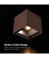 V-Tac 9W Solara Wandleuchte mit Sensor, CCT - IP65, PIR-Sensor, Corten-Farbe, Solar, 3 Lichtfarben