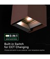 V-Tac 9W Solara Wandleuchte mit Sensor, CCT - IP65, PIR-Sensor, Corten-Farbe, Solar, 3 Lichtfarben