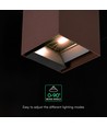 V-Tac 9W Solara Wandleuchte mit Sensor, CCT - IP65, PIR-Sensor, Corten-Farbe, Solar, 3 Lichtfarben