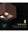 V-Tac 9W Solara Wandleuchte mit Sensor, CCT - IP65, PIR-Sensor, Corten-Farbe, Solar, 3 Lichtfarben