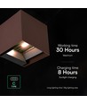 V-Tac 9W Solara Wandleuchte mit Sensor, CCT - IP65, PIR-Sensor, Corten-Farbe, Solar, 3 Lichtfarben