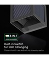 V-Tac 9W Solara Wandleuchte mit Sensor - IP65, schwarz, 3-in-1 CCT, Solar