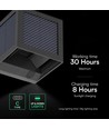V-Tac 9W Solara Wandleuchte mit Sensor - IP65, schwarz, 3-in-1 CCT, Solar
