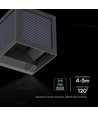 V-Tac 9W Solara Wandleuchte mit Sensor - IP65, schwarz, 3-in-1 CCT, Solar