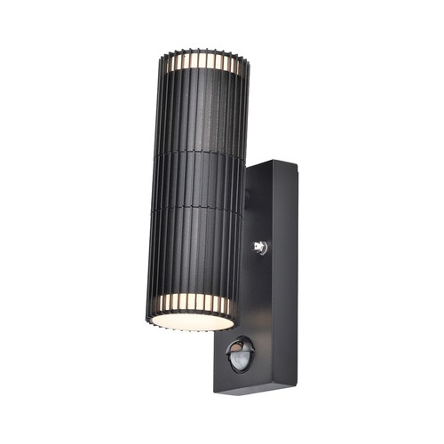 V-Tac GU10 Wandleuchte mit PIR-Sensor - Up/Down Light, IP44 Außen, Schwarz, ohne Leuchtmittel