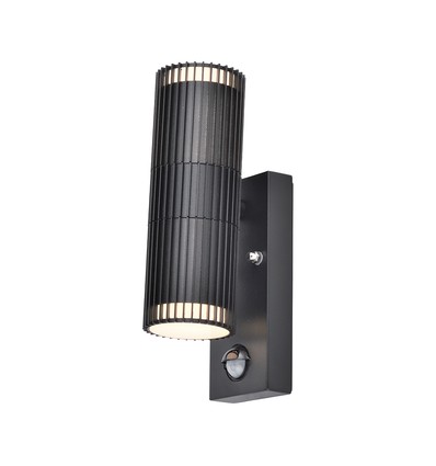 V-Tac GU10 Wandleuchte mit PIR-Sensor - Up/Down Light, IP44 Außen, Schwarz, ohne Leuchtmittel