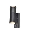 V-Tac GU10 Wandleuchte mit PIR-Sensor - Up/Down Light, IP44 Außen, Schwarz, ohne Leuchtmittel