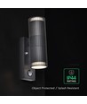 V-Tac GU10 Wandleuchte mit PIR-Sensor - Up/Down Light, IP44 Außen, Schwarz, ohne Leuchtmittel