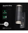 V-Tac GU10 Wandleuchte mit PIR-Sensor - Up/Down Light, IP44 Außen, Schwarz, ohne Leuchtmittel